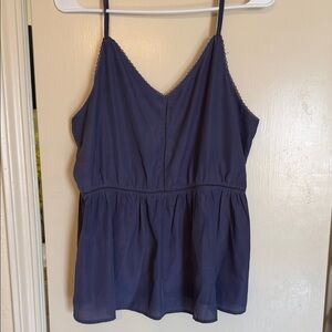 Maurices Deep Blue Lace Trim Top